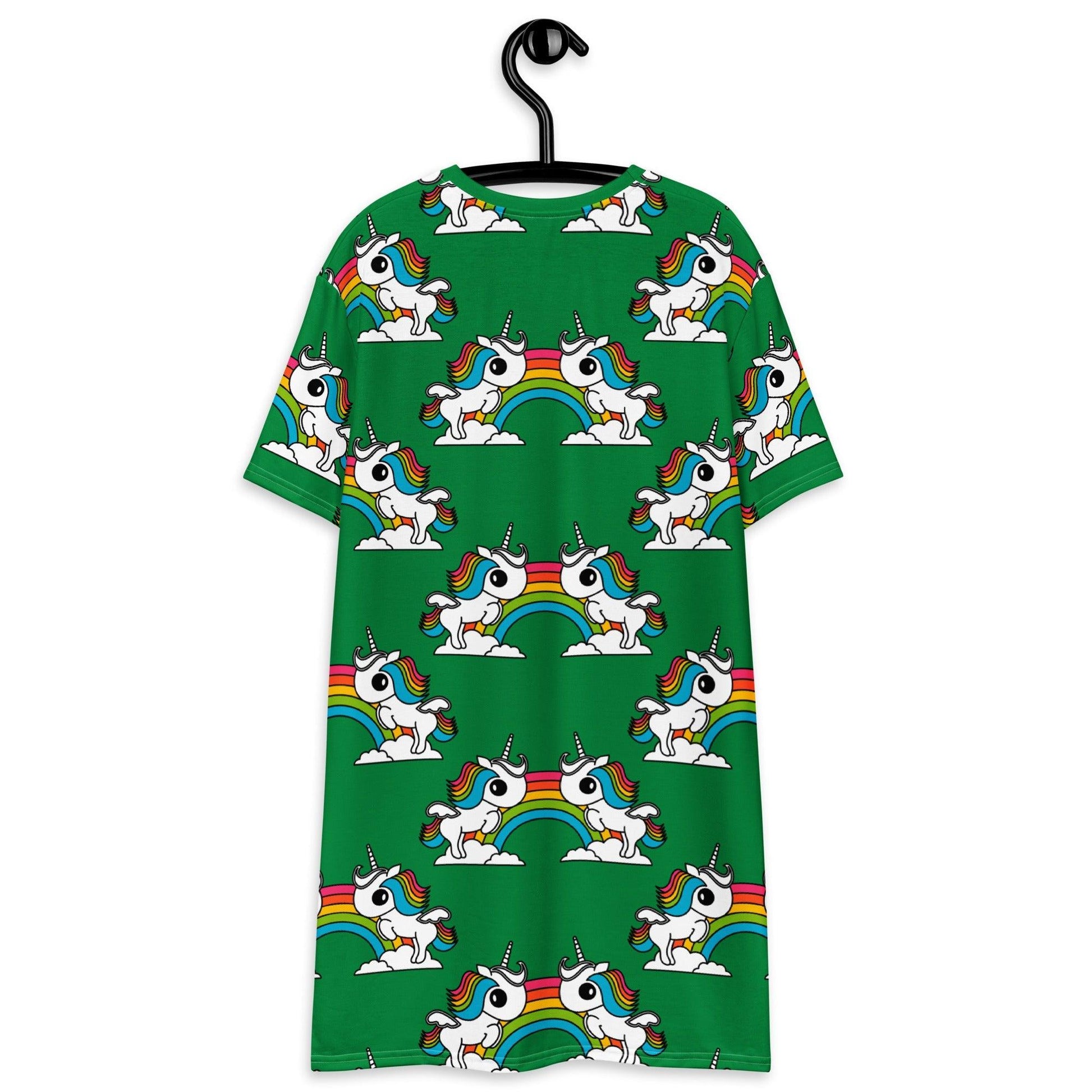 T-Shirt Dress - UNIQUE green - Unicorns and rainbows