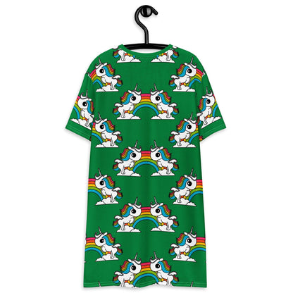 T-Shirt Dress - UNIQUE green - Unicorns and rainbows