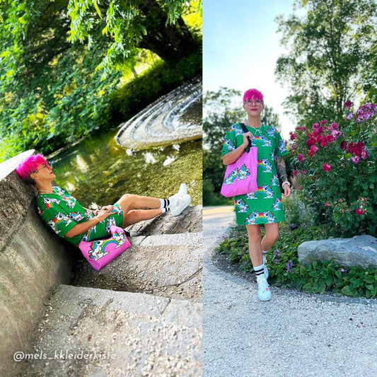 T-Shirt Dress - UNIQUE green - Unicorns and rainbows