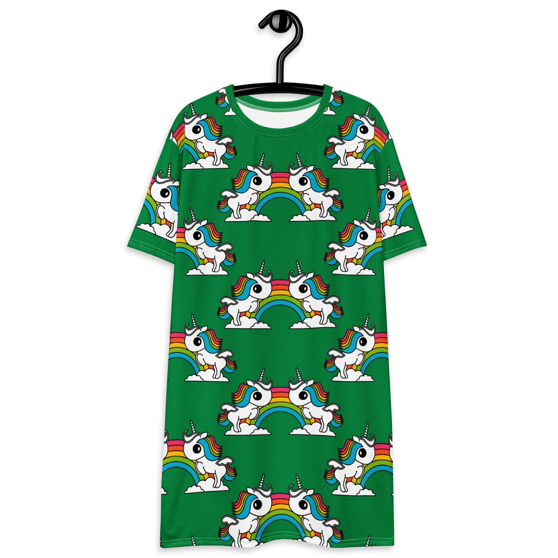 T-Shirt Dress - UNIQUE green - Unicorns and rainbows