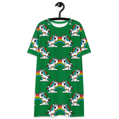 T-Shirt Dress - UNIQUE green - Unicorns and rainbows