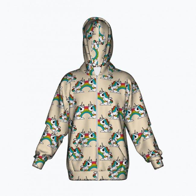 Cotton Zipper Hoodie - UNIQUE light - Unicorns and rainbows