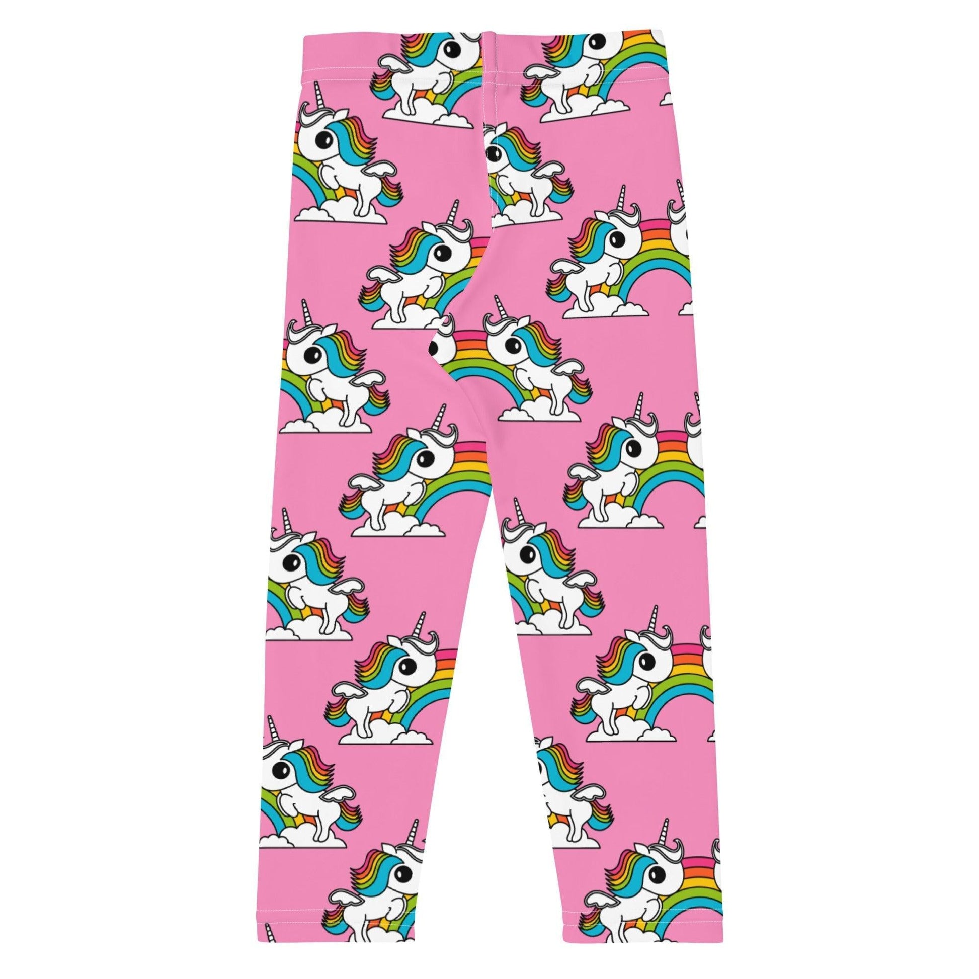 Kids' Leggings -2- UNIQUE pink - Unicorns and rainbows
