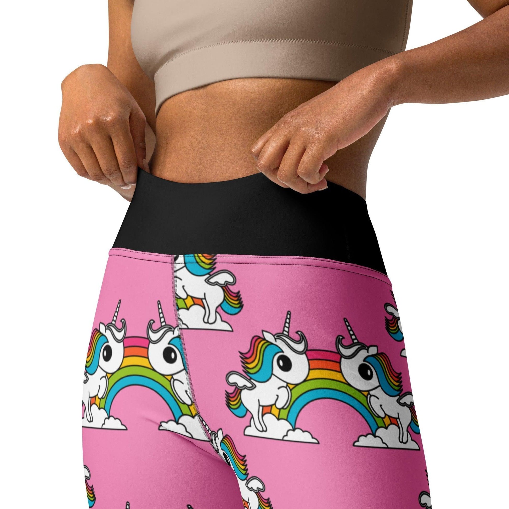 Yoga Leggings -2- UNIQUE pink - Unicorns and rainbows
