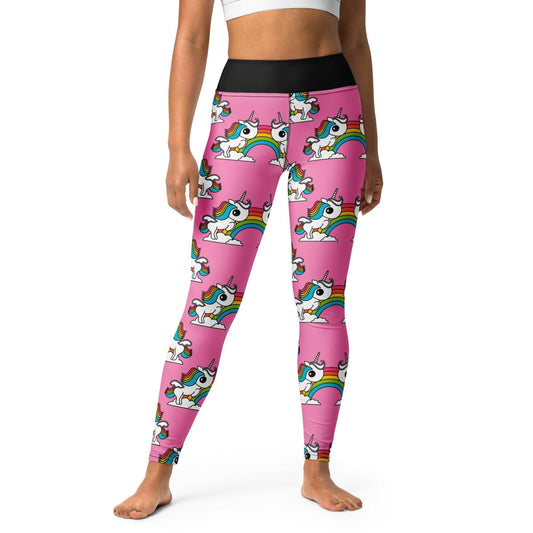 Yoga Leggings -2- UNIQUE pink - Unicorns and rainbows