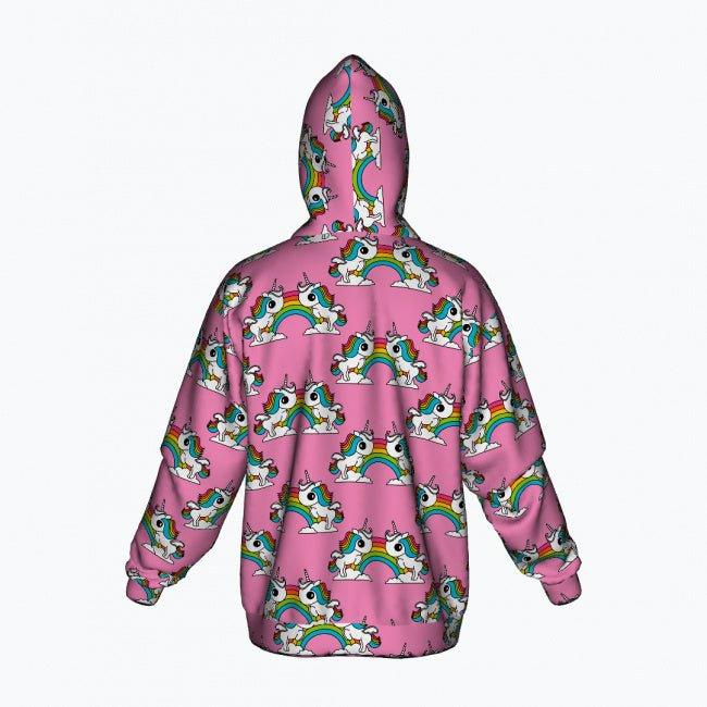 Cotton Zipper Hoodie - UNIQUE pink - Unicorns and rainbows
