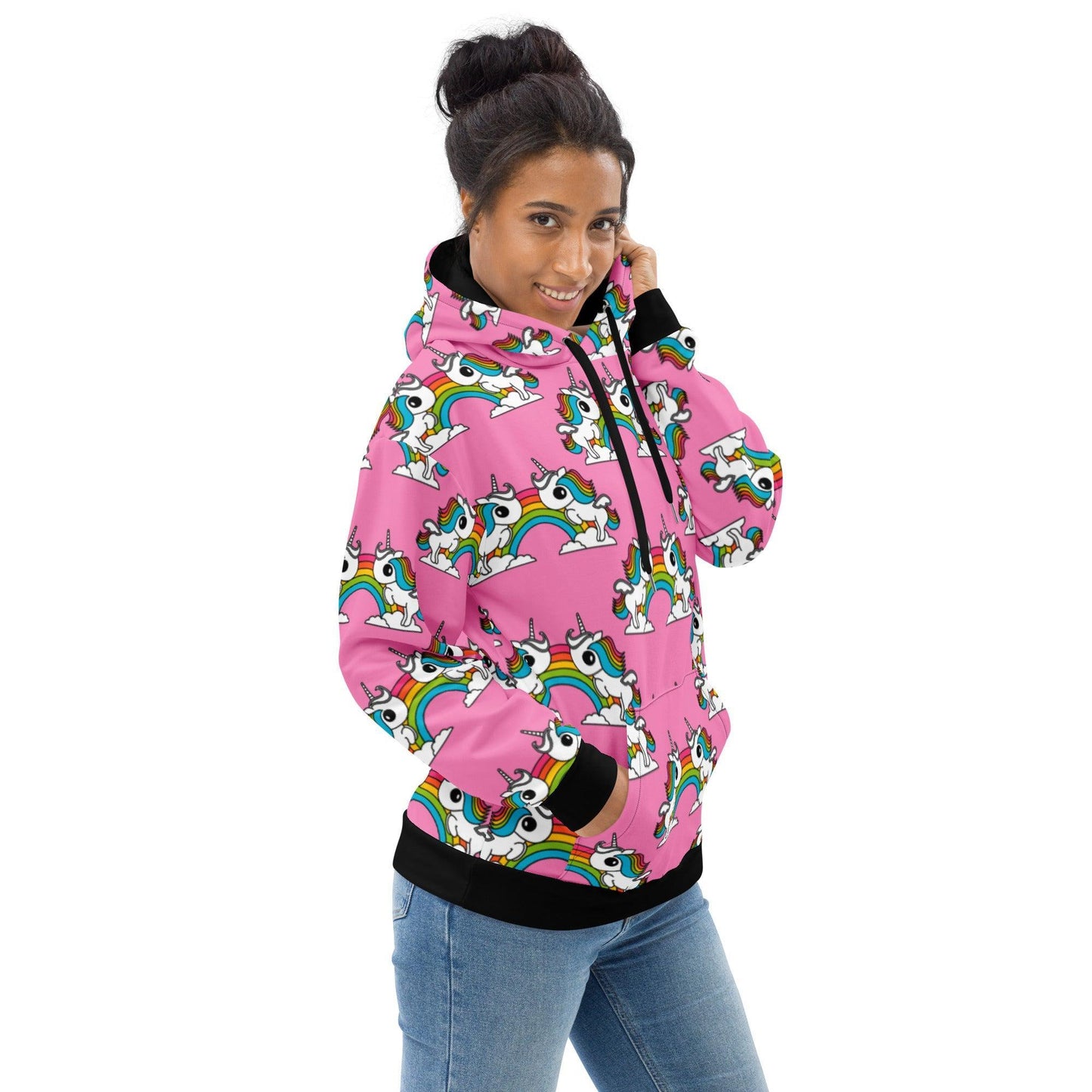 Hoodie - UNIQUE pink - Unicorns and rainbows