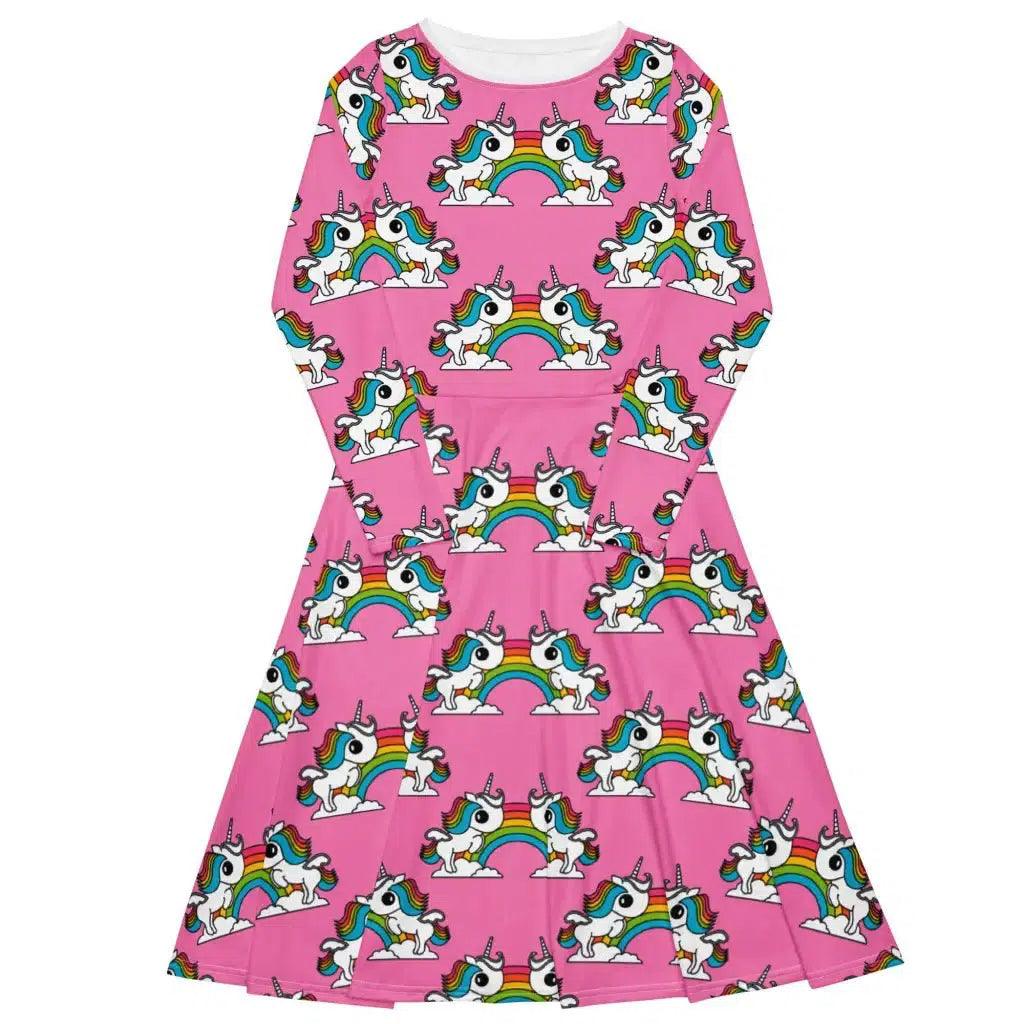 Midi Dress - UNIQUE pink - Unicorns and rainbows