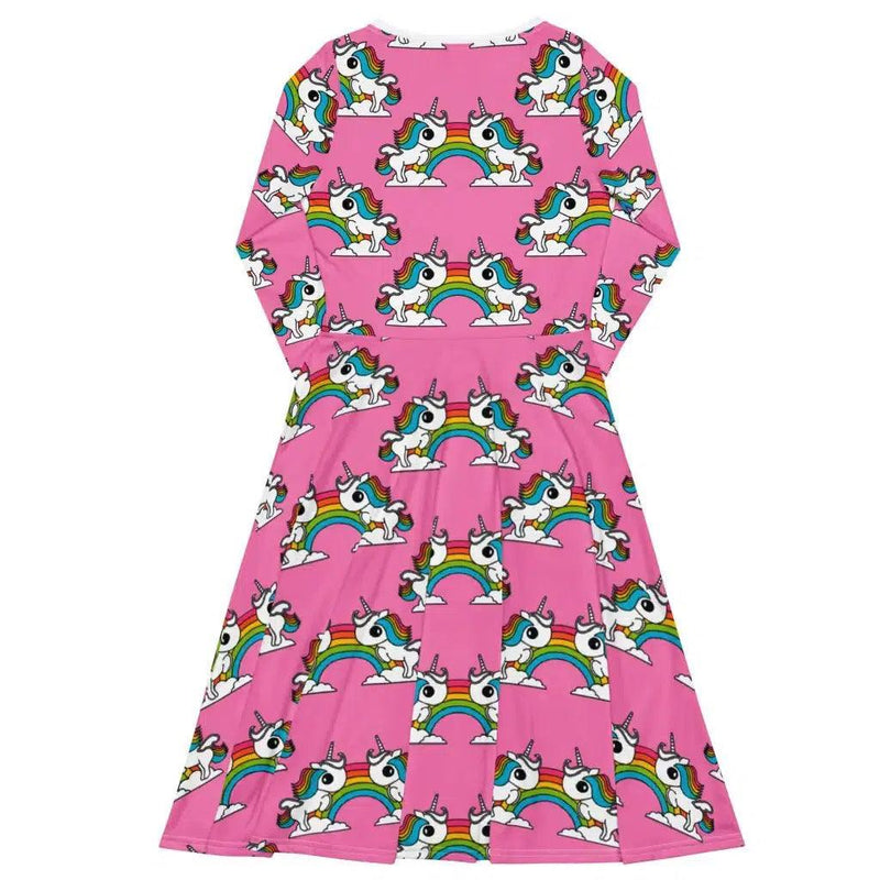 Midi Dress - UNIQUE pink - Unicorns and rainbows