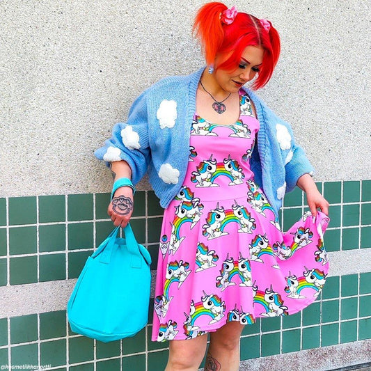 Skater Dress - UNIQUE pink - Unicorns and rainbows