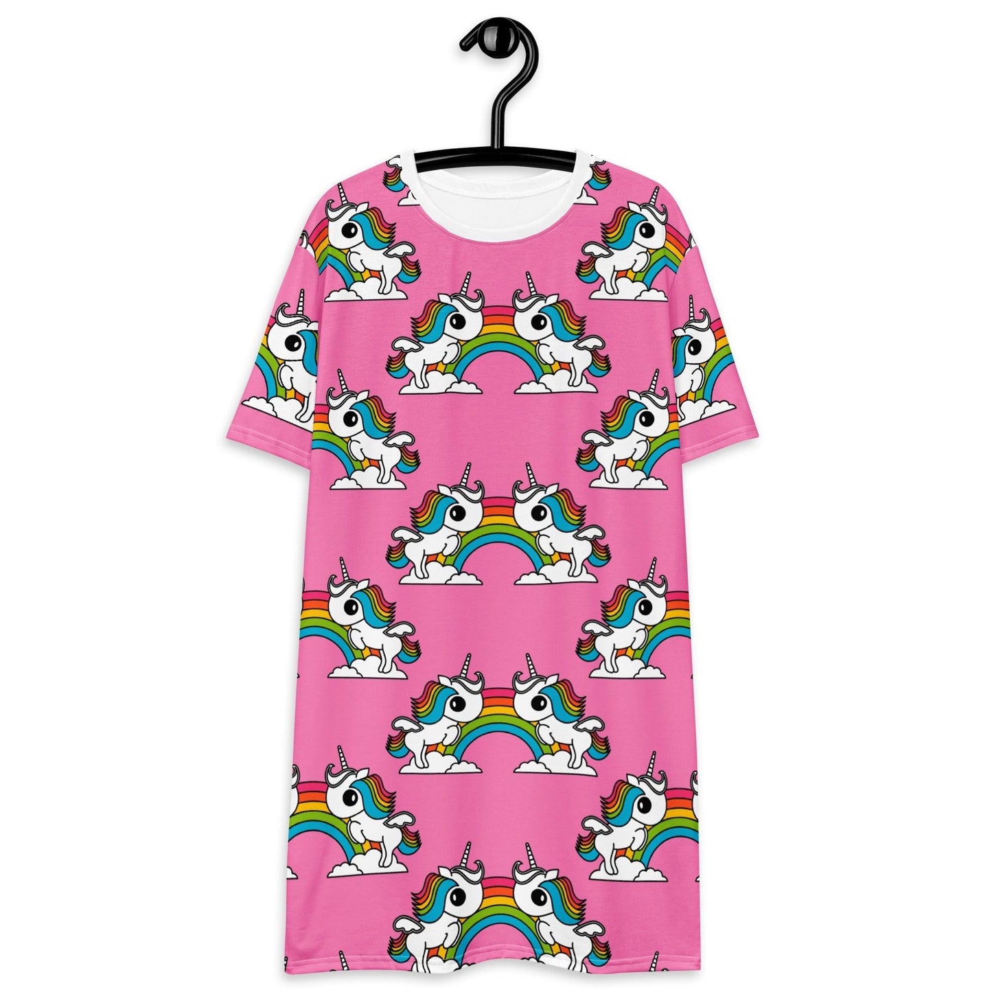 T-shirt dress - UNIQUE pink - Unicorns and rainbows print 6XL