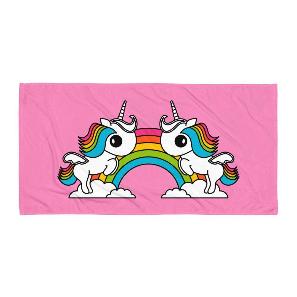 Towel - UNIQUE pink - Unicorns and rainbows