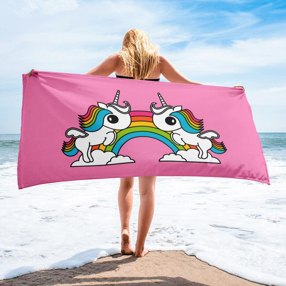Towel - UNIQUE pink - Unicorns and rainbows