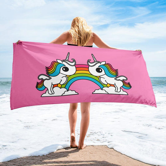 Towel - UNIQUE pink - Unicorns and rainbows