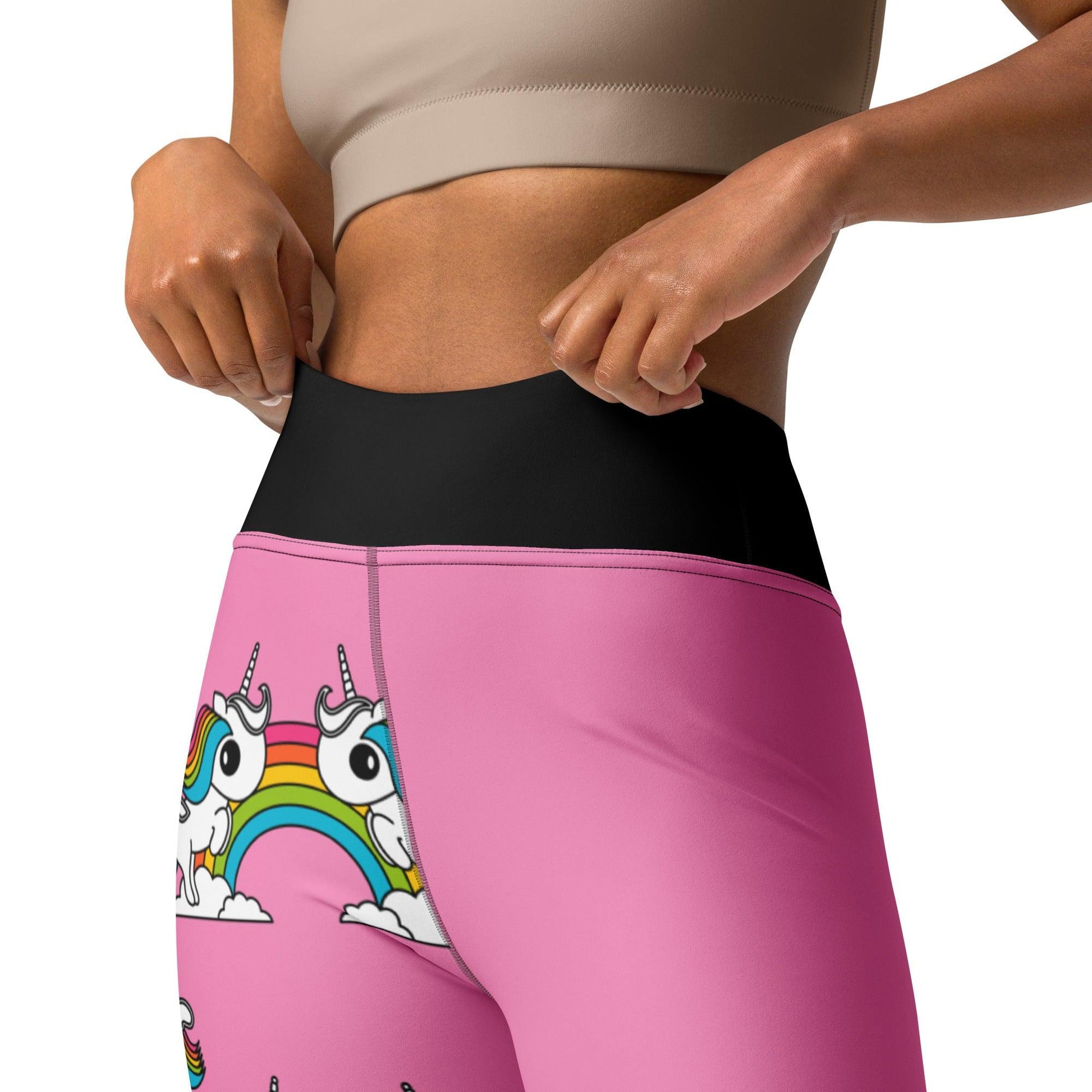 Yoga Leggings - UNIQUE pink - Unicorns and rainbows