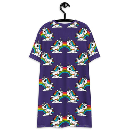 T-Shirt Dress - UNIQUE purple - Unicorns and rainbows