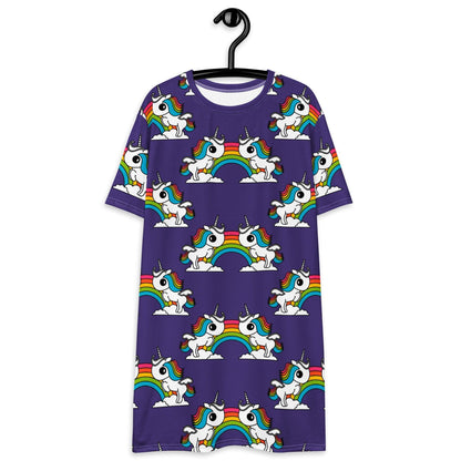 T-Shirt Dress - UNIQUE purple - Unicorns and rainbows