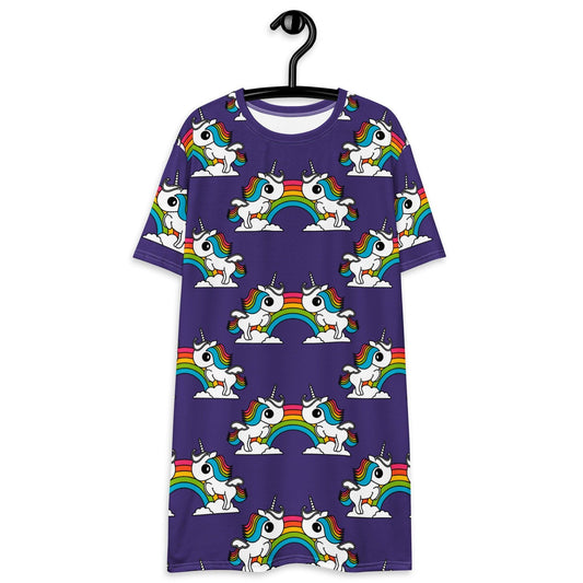 T-Shirt Dress - UNIQUE purple - Unicorns and rainbows