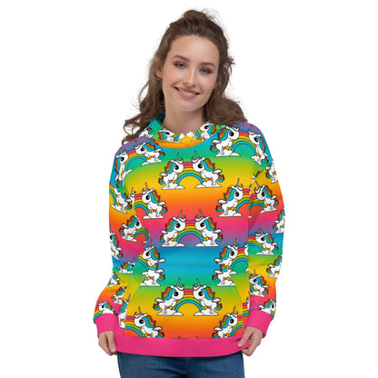 Hoodie - UNIQUE rainbow - Unicorns and rainbows print 6XL