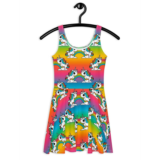 Skater Dress - UNIQUE rainbow - Unicorns and rainbows