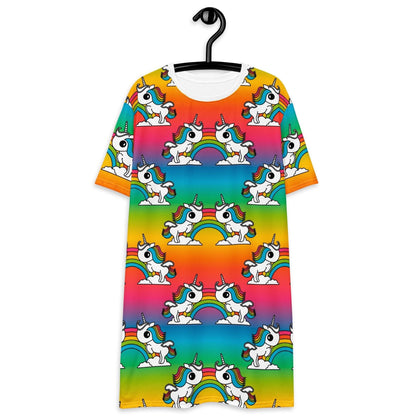 T-Shirt Dress - UNIQUE rainbow - Unicorns and rainbows