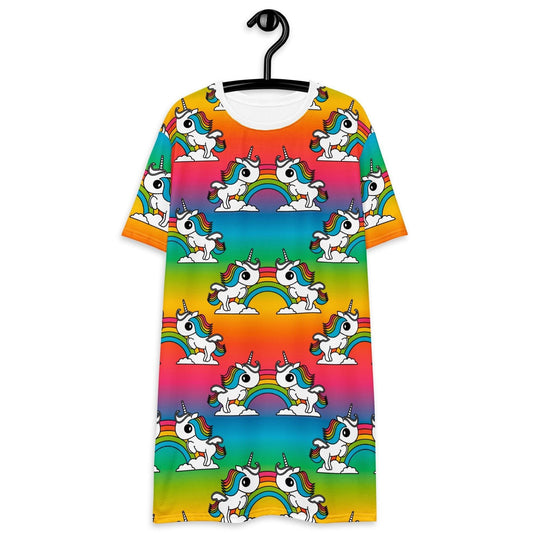 T-Shirt Dress - UNIQUE rainbow - Unicorns and rainbows