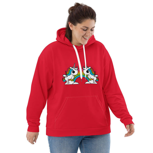 Hoodie - UNIQUE red (just unicorns) - Unicorns and rainbows