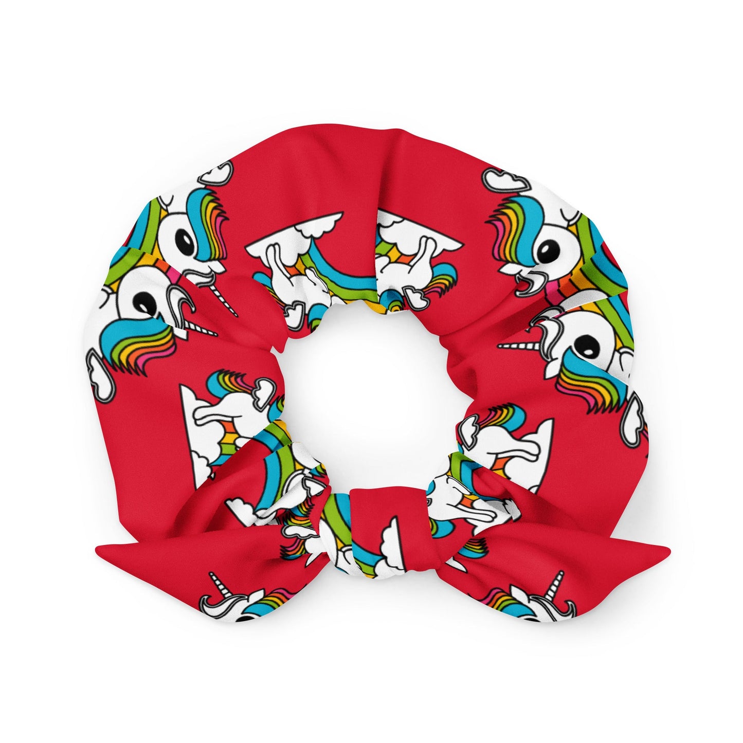 Scrunchie - UNIQUE red - Unicorns and rainbows