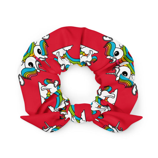 Scrunchie - UNIQUE red - Unicorns and rainbows