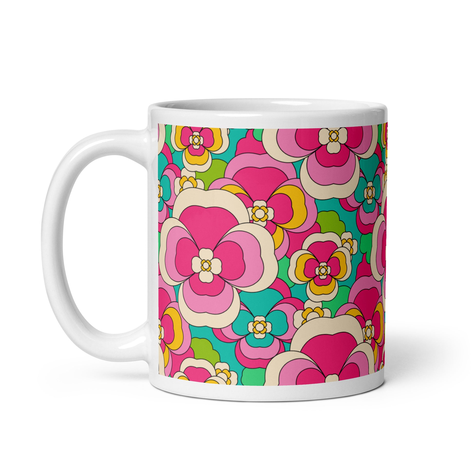 Mug - PANSY FANTASY pastel - Retro pansy print