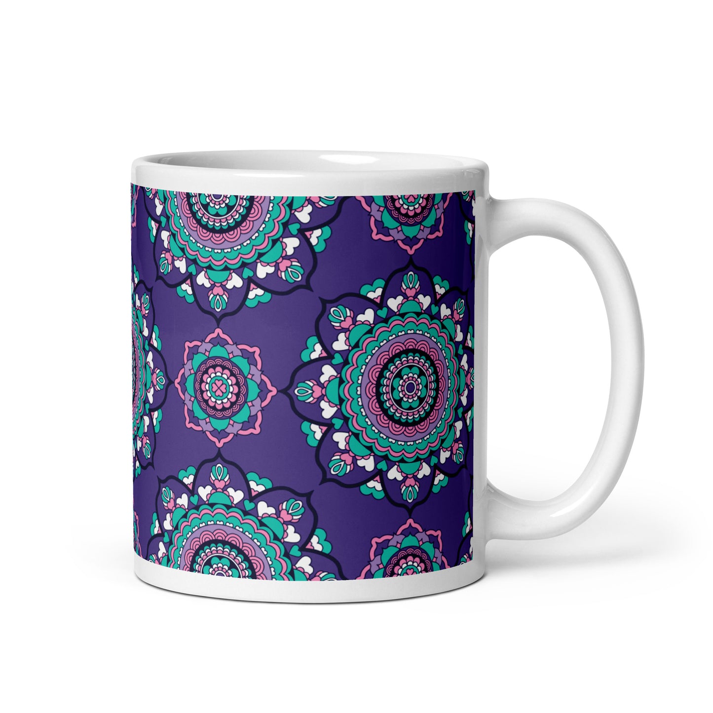 Mug - FOREVERMORE summer violet - Romantic flower and heart print 11 oz