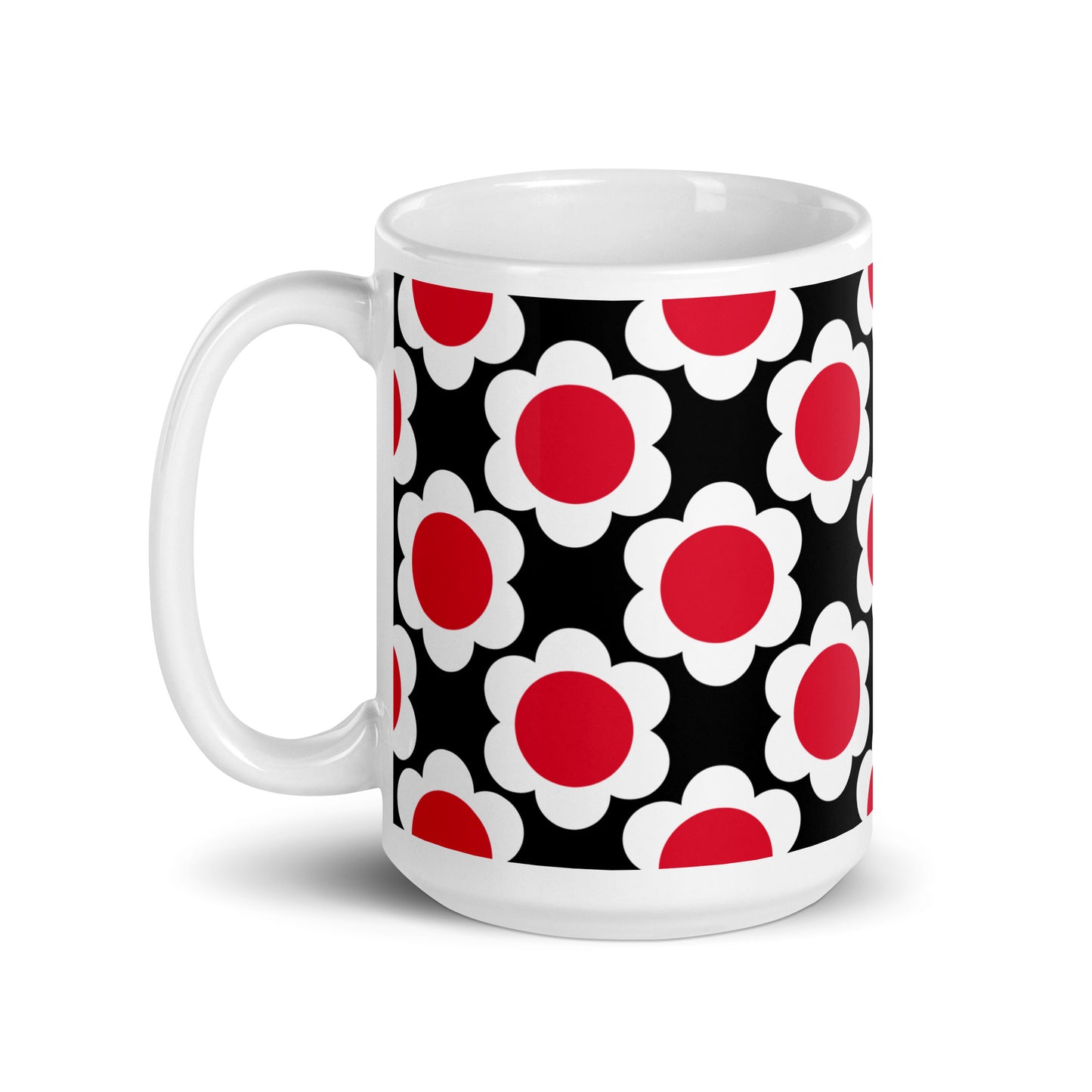 Mug - ELLIE white red black - Classic floral print